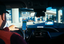 Man Driving a Car. Car Insurance in Texas