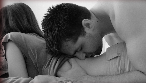 men kiss women in back