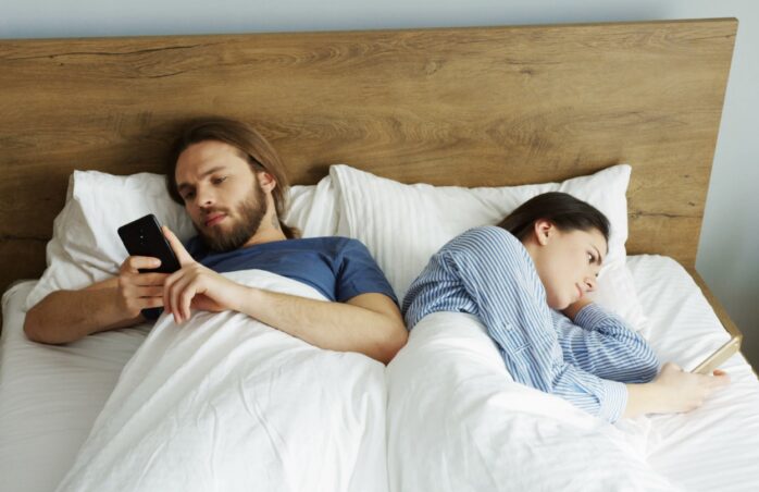 unhappy couple bedroom